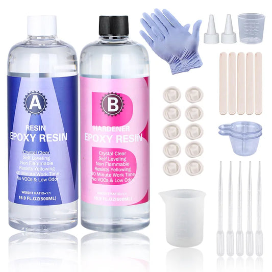 Crystal Clear Epoxy Resin Kit High Gloss & Bubbles Free Art Resin Supplies for Coating and Casting Craft DIY Jewelry Making