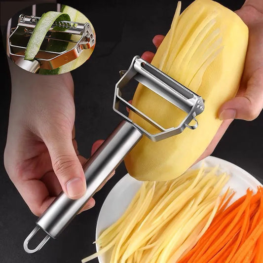 Stainless Steel Double-Head Kitchen Vegetable Peeler with Multiple Functions